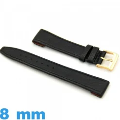 Bracelet Vrai cuir  8mm Noir montre Grain Buffle