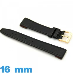 Bracelet Vrai cuir  Noir de montre 16 mm