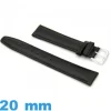 Bracelet Vrai cuir Noir pour montre 20 mm Rembourré