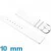 Bracelet Vrai cuir Plat 10mm Blanc montre lisse