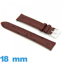 Bracelet Vrai cuir Rouge Bordeaux pour montre 18mm Rembourré Cuir autruche