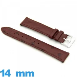 Bracelet Vrai cuir  Rouge Bordeaux montre 14mm