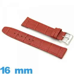 Bracelet Vrai cuir Rouge 16mm  montre