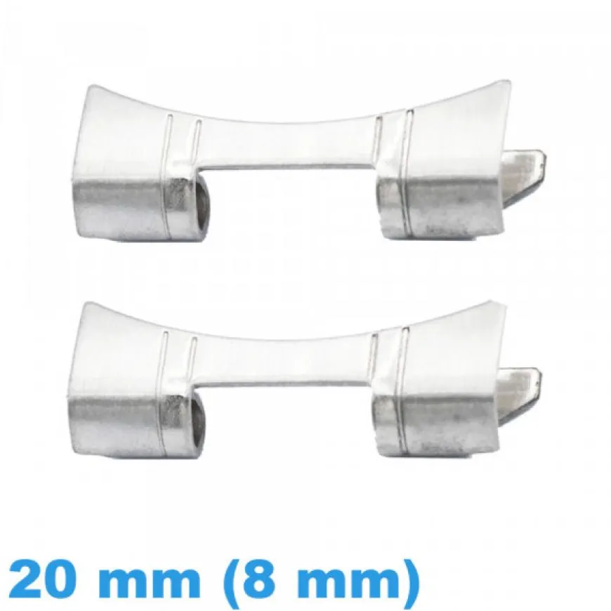 Cache Pompe Montre Courbé Argenté 20 mm (8 mm) - Lot de 2