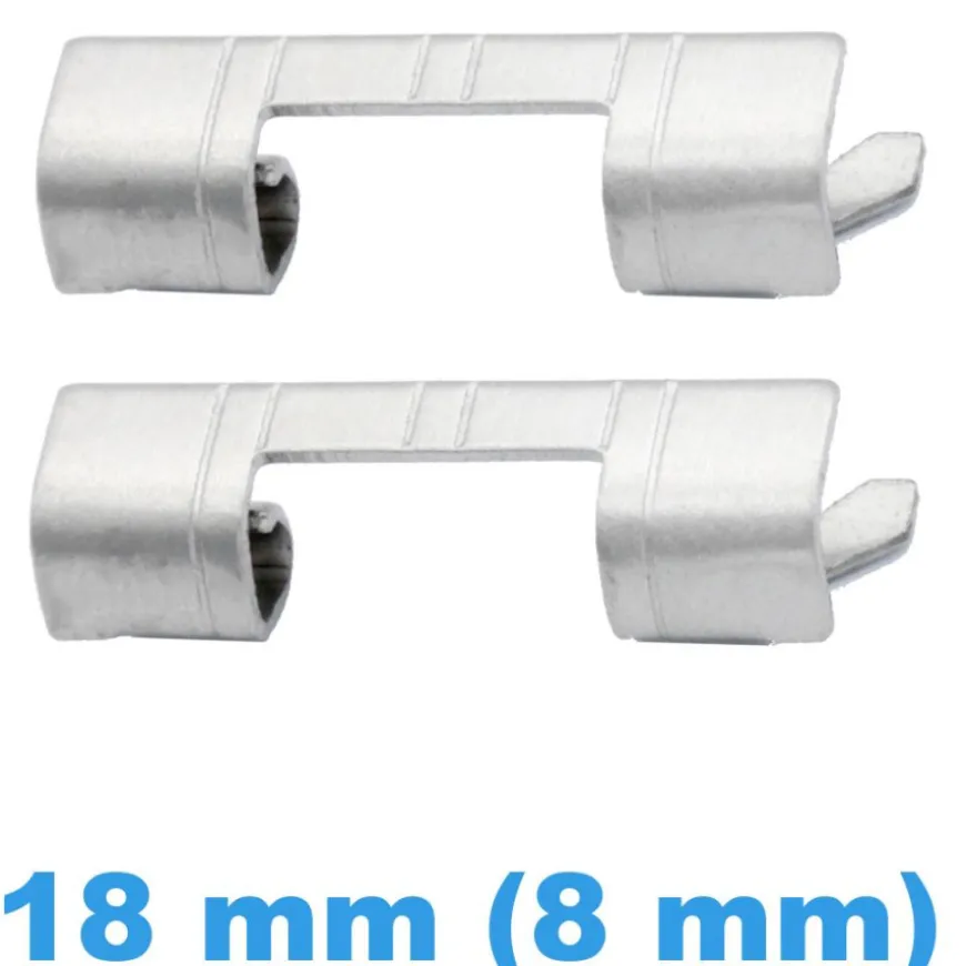 Cache Pompe pour Montre Droit Argenté 18 mm (8 mm) - Lot de 2