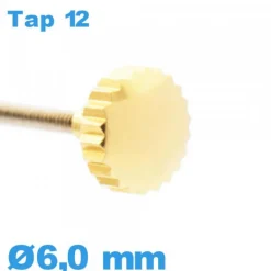 Couronne de montre TAP 12 tube long / 6,0 mm - Doré