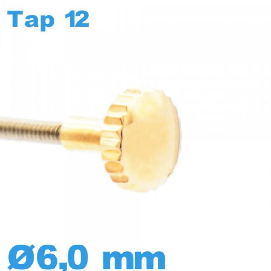 Couronne de montre tube long TAP 12 - Doré / 6,0 mm