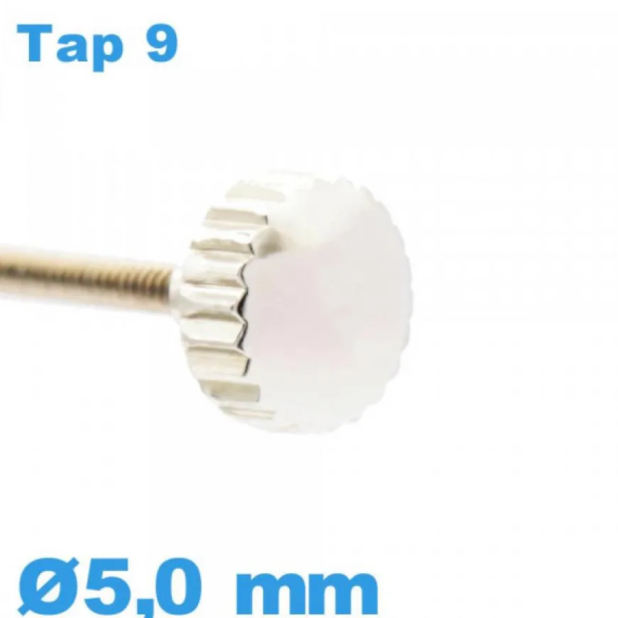 Couronne de montre tube long TAP 9 - argenté / 5,0 mm