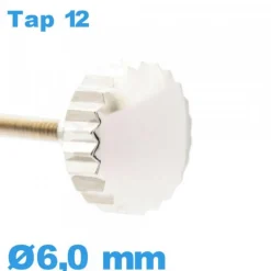 Couronne de Remontoir de Montre TAP 12 tube long / 6,0 mm - argenté