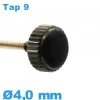 Couronne de Remontoir de Montre tube long / 4,0mm - Noir TAP 9 - Résistant à l'eau