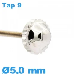 Couronne de Remontoir de Montre tube long TAP 9 - argenté / 5,0mm