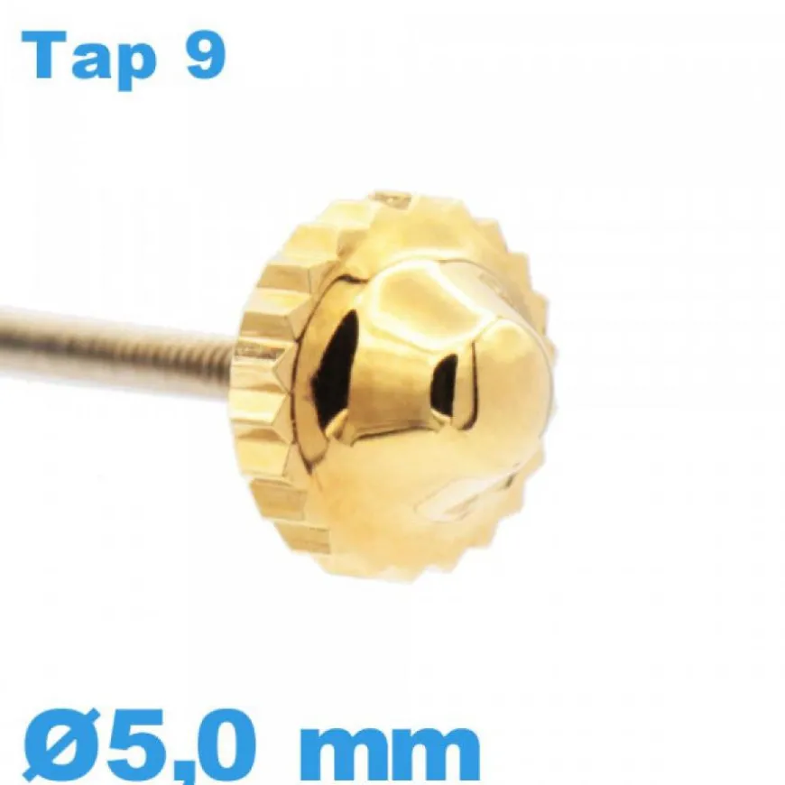 Couronne de Remontoir Montre TAP 9 tube long / 5,0mm - Doré