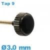 Couronne pour Montre Noir 3 mm TAP 9 tube long - Résistant à l'eau