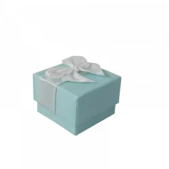 Écrin Bague Bleu à Noeud en Carton Boîte Cadeau