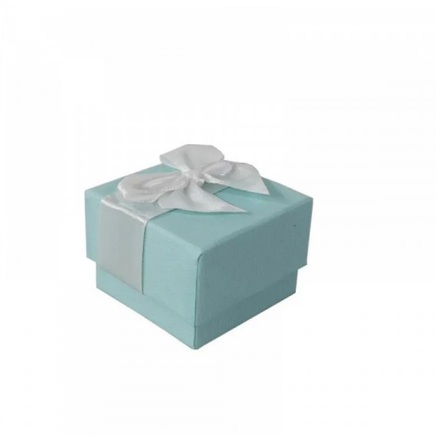 Écrin Bague Bleu à Noeud en Carton Boîte Cadeau