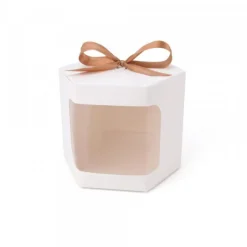 Emballage Cadeau Blanc à Noeud avec Vitre en Carton à offrir