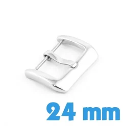 Fermoir ardillon argenté pour gros bracelet cuir plastique silicone 24 mm