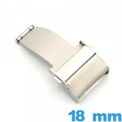 Fermoir Argenté Acier déployant 18 mm bouton
