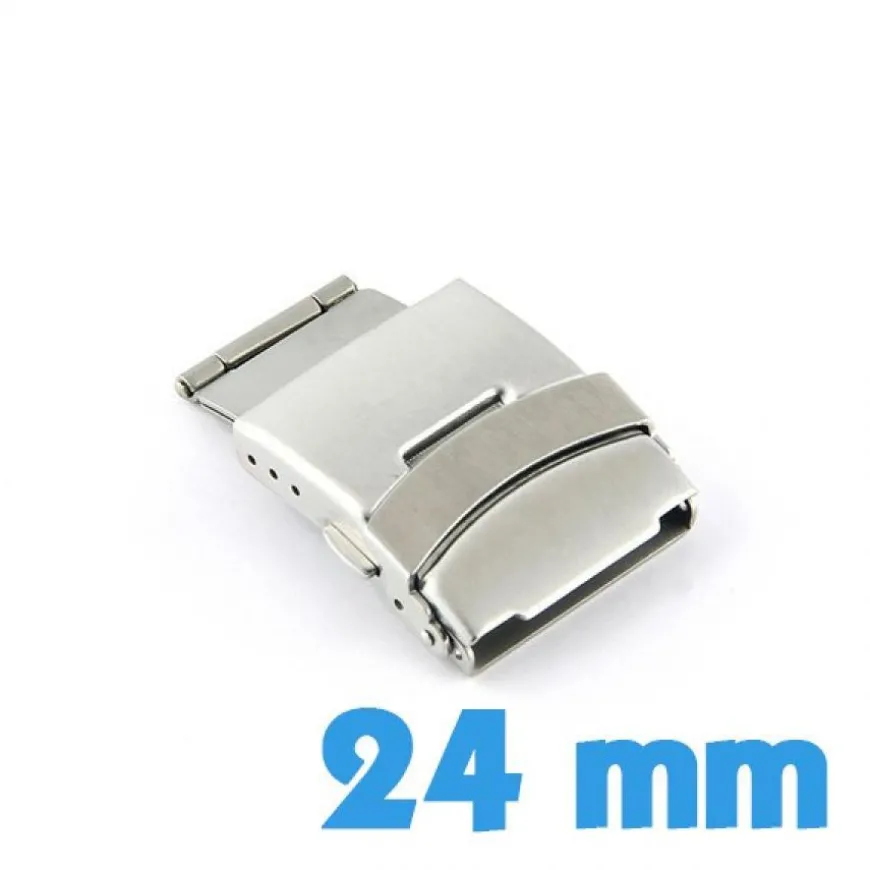 Fermoir boucle déployante argentée bracelet montre pas cher métal 24 mm