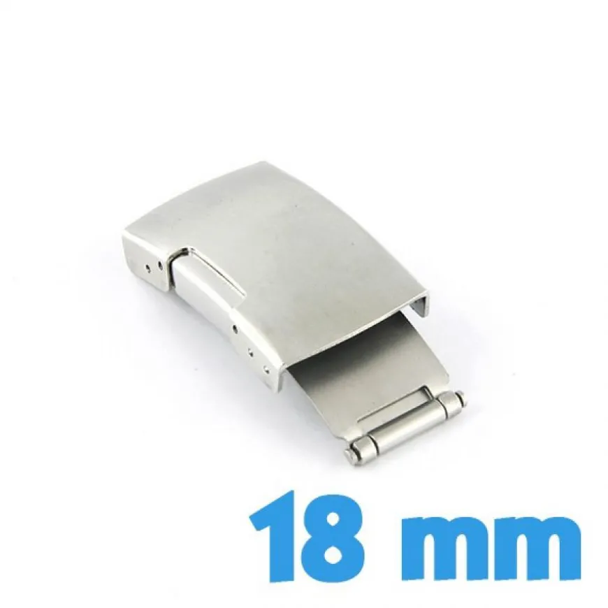 Fermoir bracelet montre métal pas cher boucle déployante argentée 18 mm