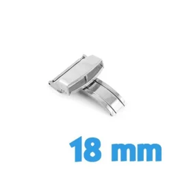 Fermoir déployant pour bracelet montre 18 mm argenté cuir plastique silicone