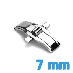 Fermoir 7 mm acier argent double déployante bouton