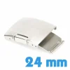 Fermoir 24 mm argenté acier inoxydable brossé déployant bouton