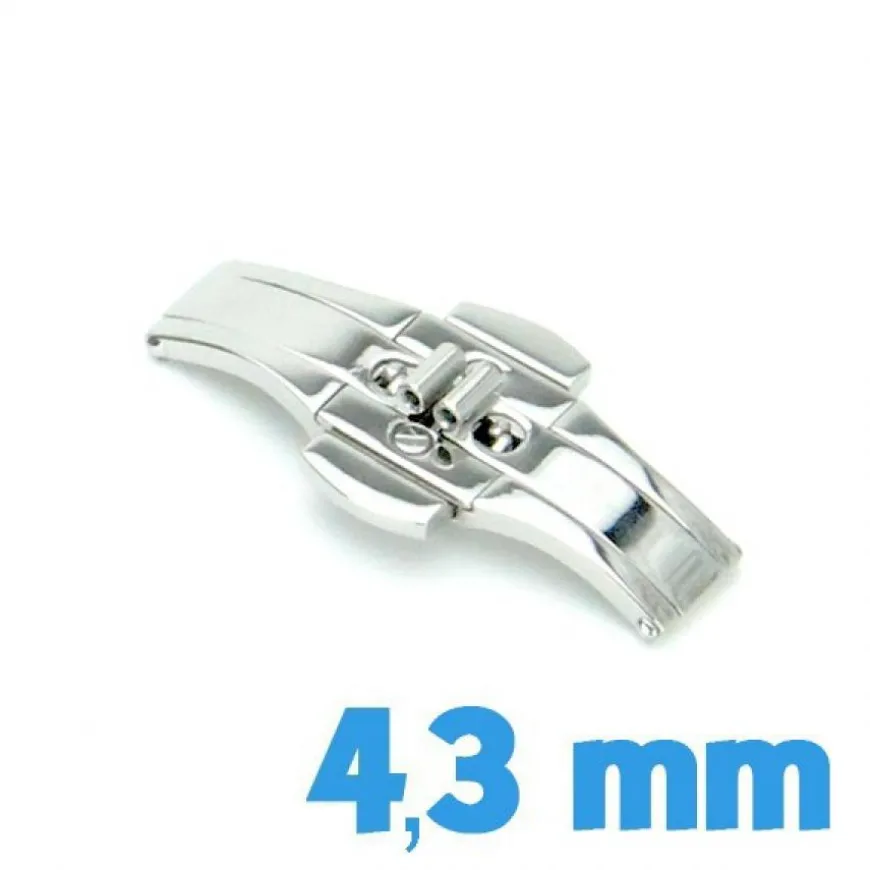 Fermoir 4,3 mm papillon argent acier avec bouton ouverture