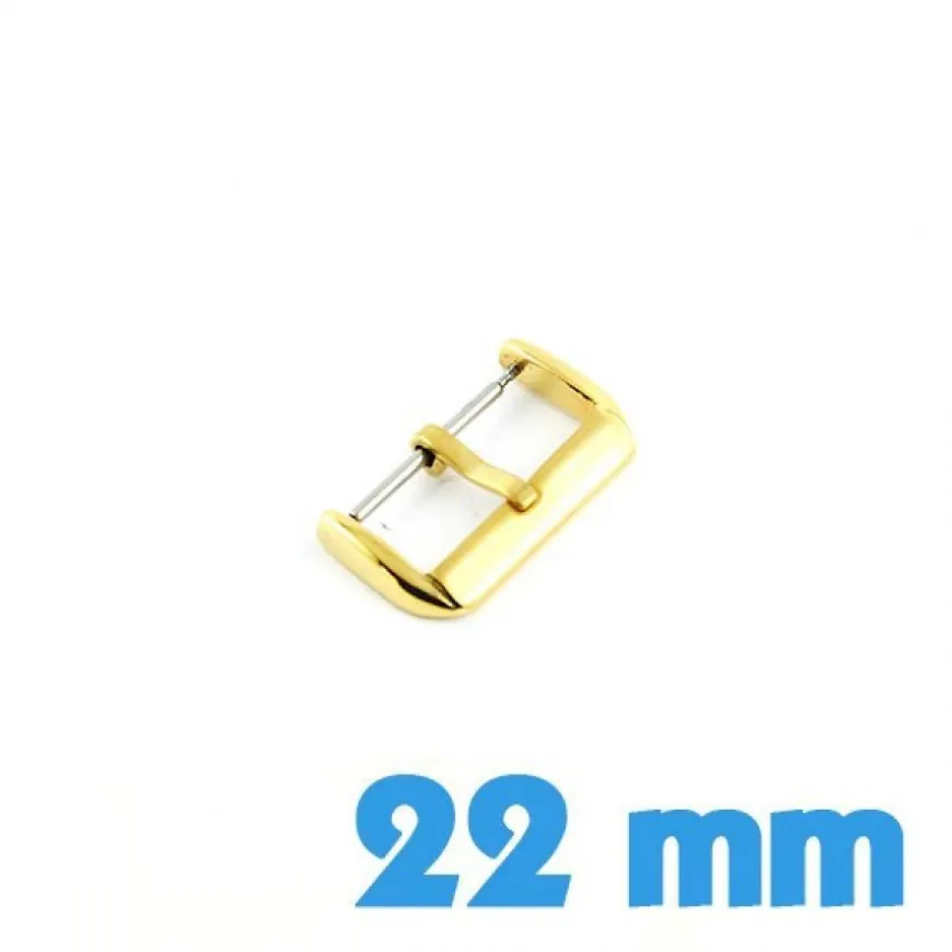 Fermoir montre cuir plastique silicone doré 22 mm acier