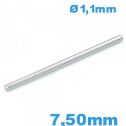 Goupille argentée 7,50 mm droite de bracelet acier inoxydable