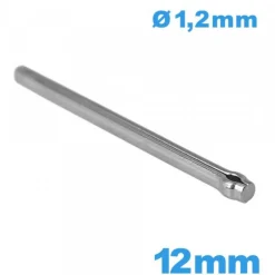 Goupille argentée 12mm fendue pour montre métal