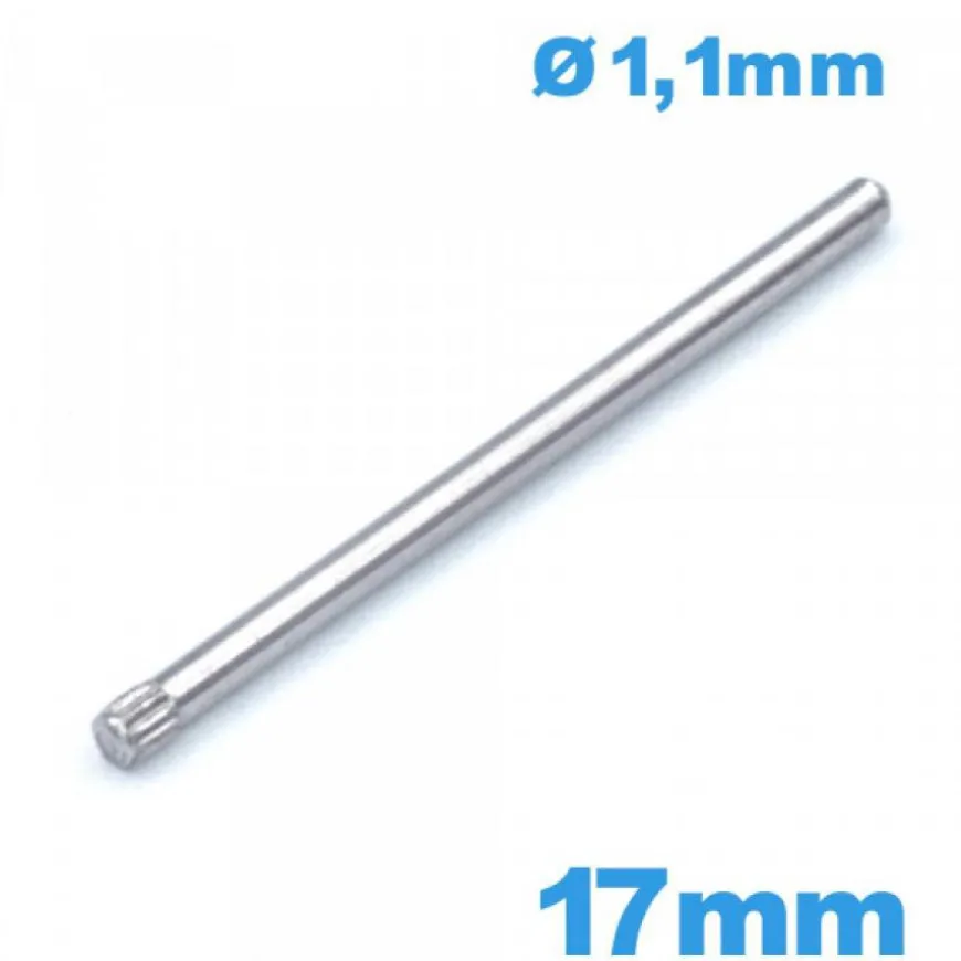Goupille taille 17 mm moletée de bracelet acier