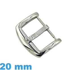 Gros fermoir de montre pas cher argenté acier 20 mm