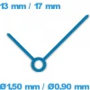 Jeu d'aiguille de mouvement de montre (Ø1,50 mm / Ø0,90 mm) bleu (Ø1,50 mm / Ø0,90 mm)