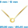 Jeu d'aiguille (Ø0,90 mm / Ø0,45 mm) doré cadran principal  montre