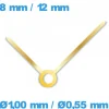 Jeu d'aiguille (Ø1,00 mm / Ø0,55 mm) doré cadran central pour mouvement de montre