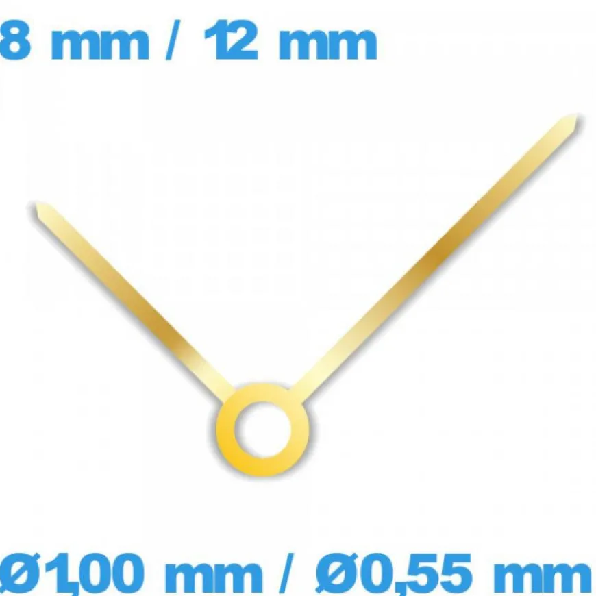 Jeu d'aiguille (Ø1,00 mm / Ø0,55 mm) doré cadran central pour mouvement de montre
