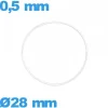 Joint transparent 28 X 0,5 mm pour montre torique silicone