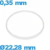 Joint verre de montre de marque ISO Swiss    Cylindrique 22,28 X 0,35 mm