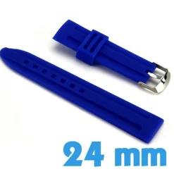 Large bracelet Silicone 24mm Bleu montre