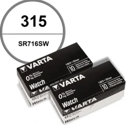 Lot de 20 Piles de montre 315 1.55 V alcaline Varta