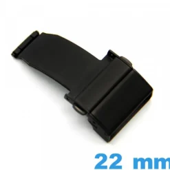 22 mm Attache déployant Noir Acier bouton