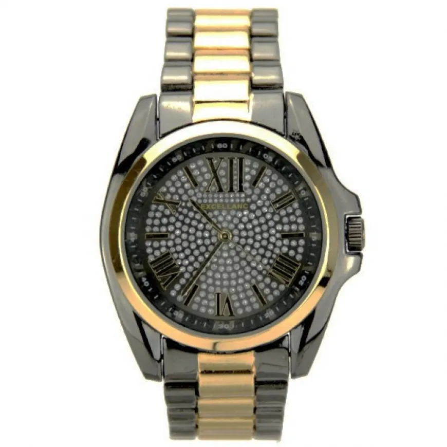 Montre acier homme Excellanc noir dorée
