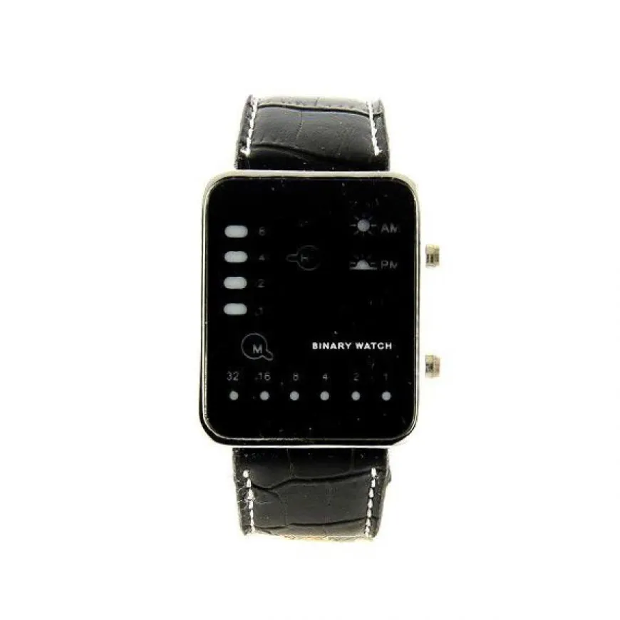 Montre a LED cuir PU noir