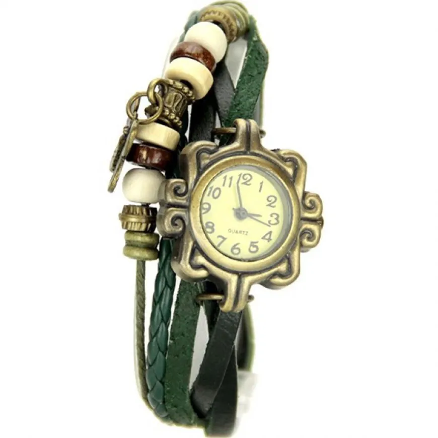 Montre analogique femme cuir pas chère vert