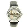 Montre automatique cuir mécanique dorée argentée visible style hublot