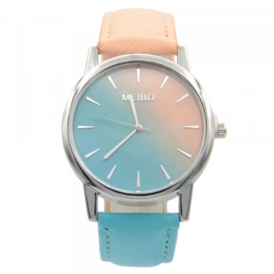 Montre Bicolore Femme Bleu et Rose pas chère