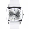 Montre blanche en cuir unisexe