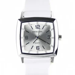 Montre blanche en cuir unisexe