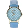 Montre bleu ciel tendance à pois